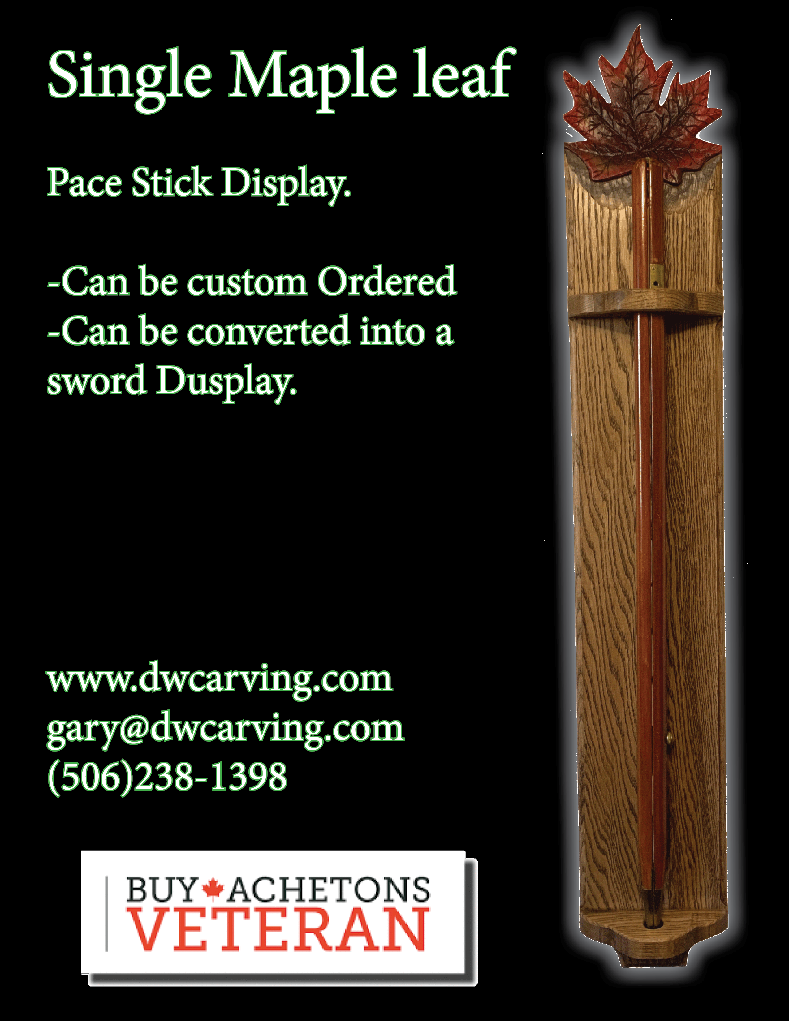 Pace Stick, Drill Cane and sword display, very coold designs, all hand made by a militay veteran, DW CArving Studio